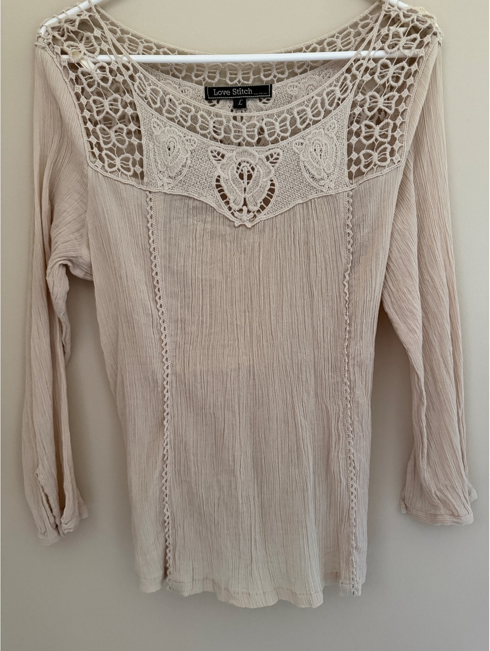 M/L boho cotton Love Stitch crochet top